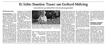 Nachruf zum Tod von Gerhard Mühring - Het Tuinpad Op / In Nachbars Garten